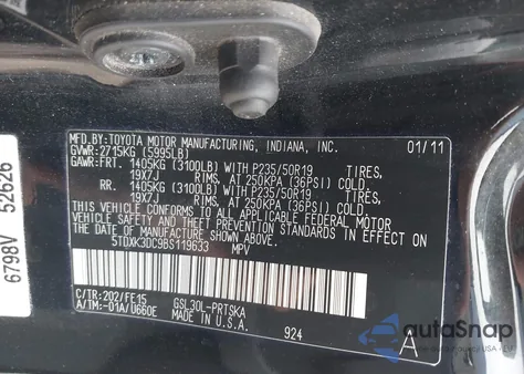 2011 Toyota Sienna Se из США, поврежденный, VIN 5TDXK3DC9BS119633